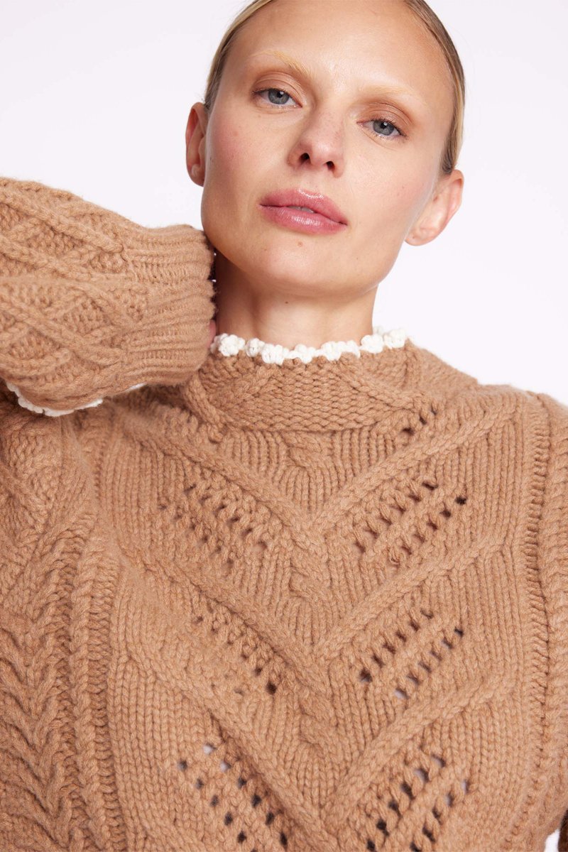 Berenice - Jersey Cuello Alto Ml - Camel
