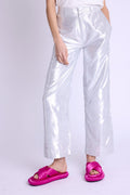 Berenice - Straight Metallic Trousers - Silvermetal