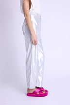 Berenice - Straight Metallic Trousers - Silvermetal