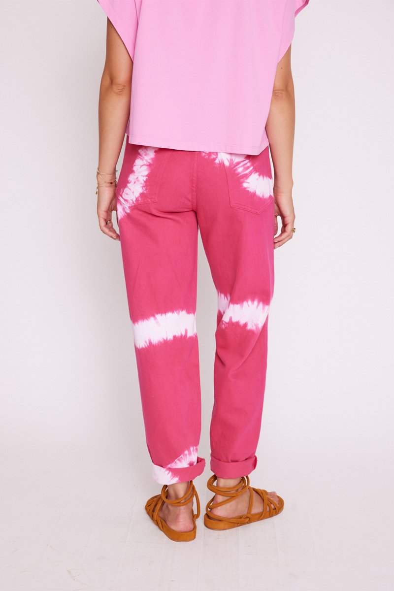 Berenice - Vaquero Recto Desgastado - Hologrammefuchsia