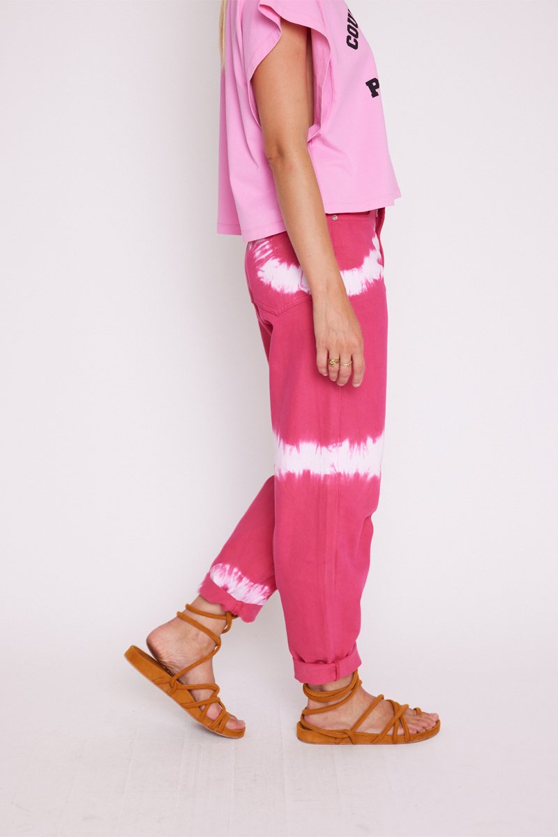 Berenice - Vaquero Recto Desgastado - Hologrammefuchsia