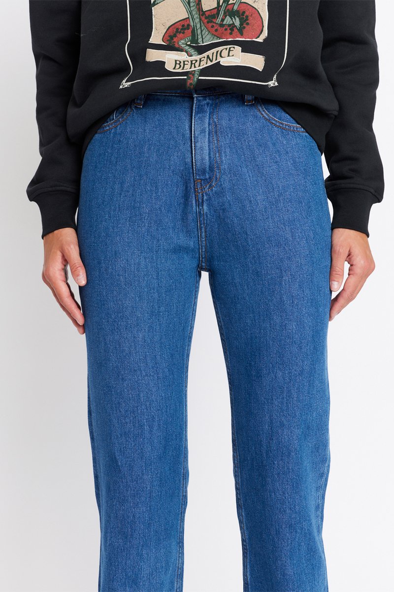 Vaqueros Rectos De Mezclilla - Denim Azul