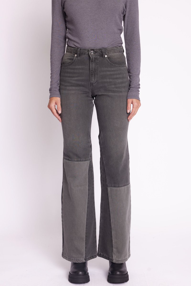 Jean Flare Patchwork - Grey