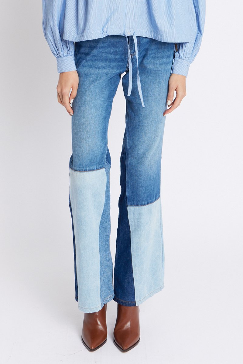 Jean Flare Patchwork - Blue