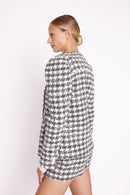 Manteau Uni Manches Bouffantes - Tweed Gris