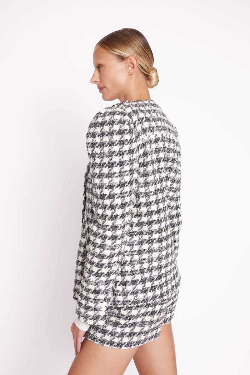 Berenice - Abrigo Liso Mangas Abullonadas - Tweed Gris