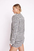Berenice - Abrigo Liso Mangas Abullonadas - Tweed Gris