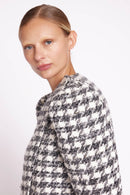 Manteau Uni Manches Bouffantes - Tweed Gris