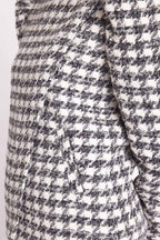 Manteau Uni Manches Bouffantes - Tweed Gris