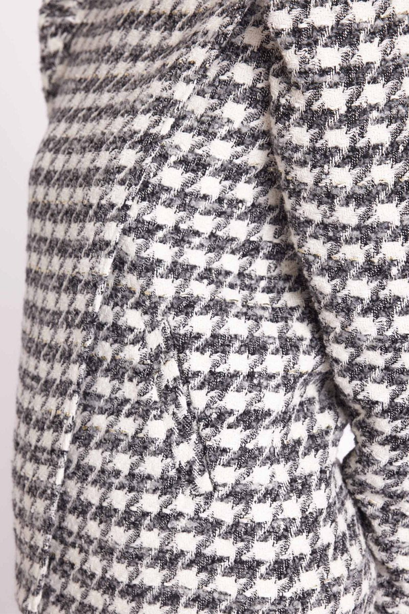 Manteau Uni Manches Bouffantes - Tweed Gris