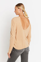 Camiseta Ml Con Cuello Redondo Sin Espalda - Camello