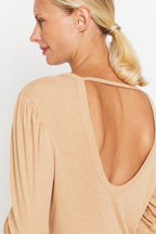 Camiseta Ml Con Cuello Redondo Sin Espalda - Camello