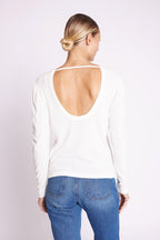 Berenice - Camiseta ML Cuello Redondo Espalda Descubierta - Off White