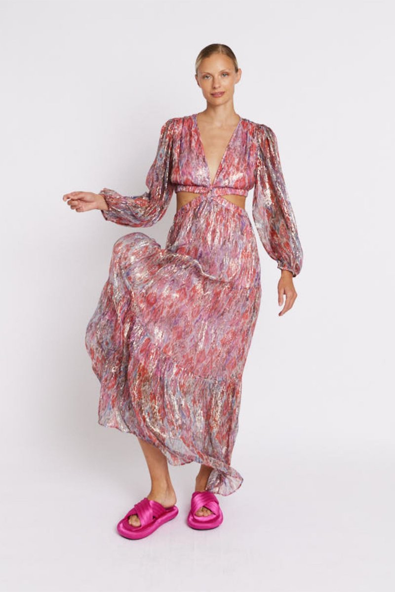 Imp And Lurex Long Dress - Multicolurexprint