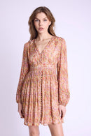 Robe Courte Col V Boutons Dvt - Bloomflowerprint