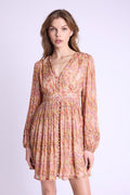 Berenice - Short V-Neck Dress with Front Buttons - Bloomflowerprint