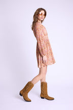 Berenice - Short V-Neck Dress with Front Buttons - Bloomflowerprint