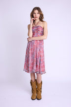 Berenice - Long Collarless Dress - Multicolurexprint