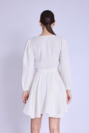 Robe Courte Col En V - Offwhite