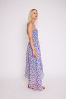 Long Dress With Drawstring At The Neck - Microflowersprint