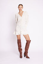 Berenice - Vestido Corto Fruncido - Beige