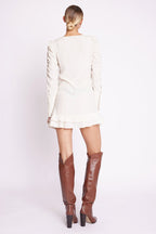 Berenice - Vestido Corto Fruncido - Beige
