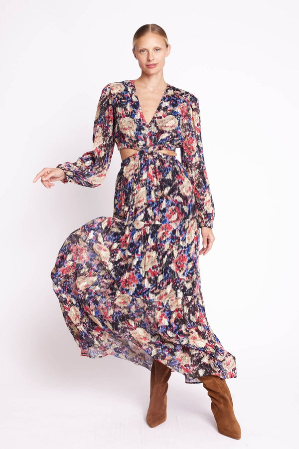 Berenice - Long Dress Lurex Feather - Print Louna