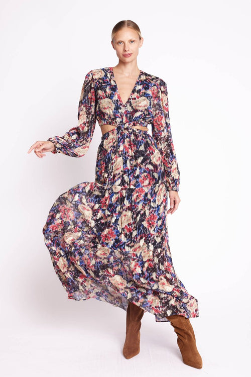 Robe Longue Plume Lurex - Print Louna