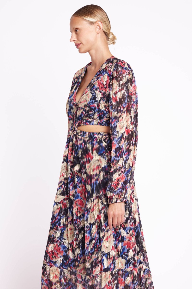 Berenice - Vestido Largo Pluma Lurex - Print Louna