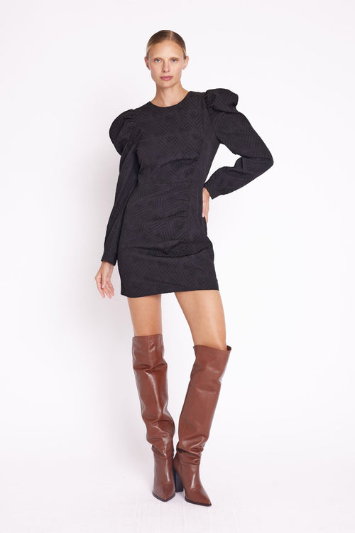 Vestido de manga larga - Chevron Negro