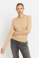 T-Shirt Col Rond Ml Liens - Camel