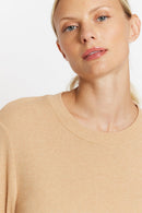 T-Shirt Col Rond Ml Liens - Camel
