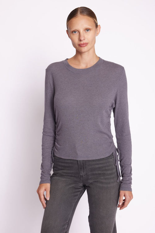 T-Shirt Col Rond Ml Liens - Heathergrey