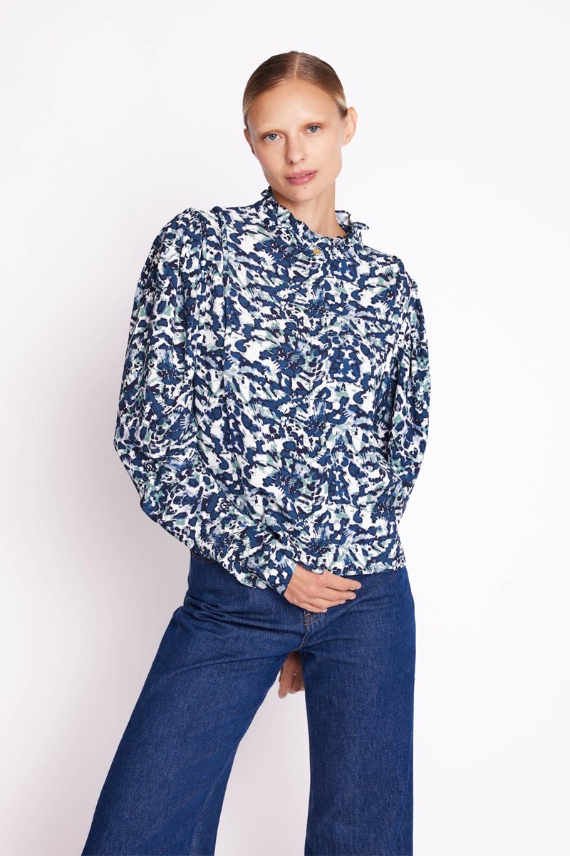 Berenice - Blusa Estampada Mangas Globo - Dye