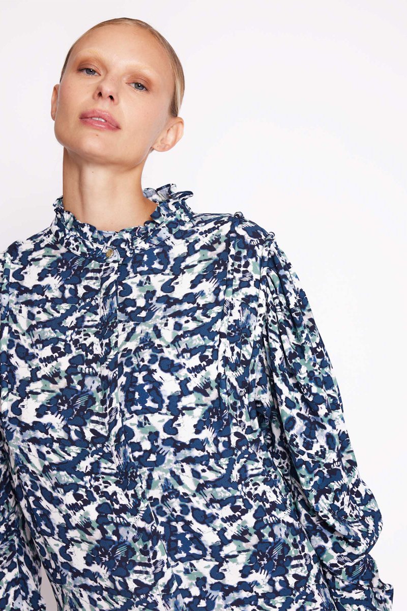 Berenice - Blusa Estampada Mangas Globo - Dye