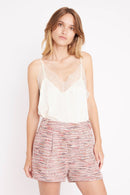 Short Taille Haute En Tweed - Red