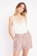 Short Taille Haute En Tweed - Red