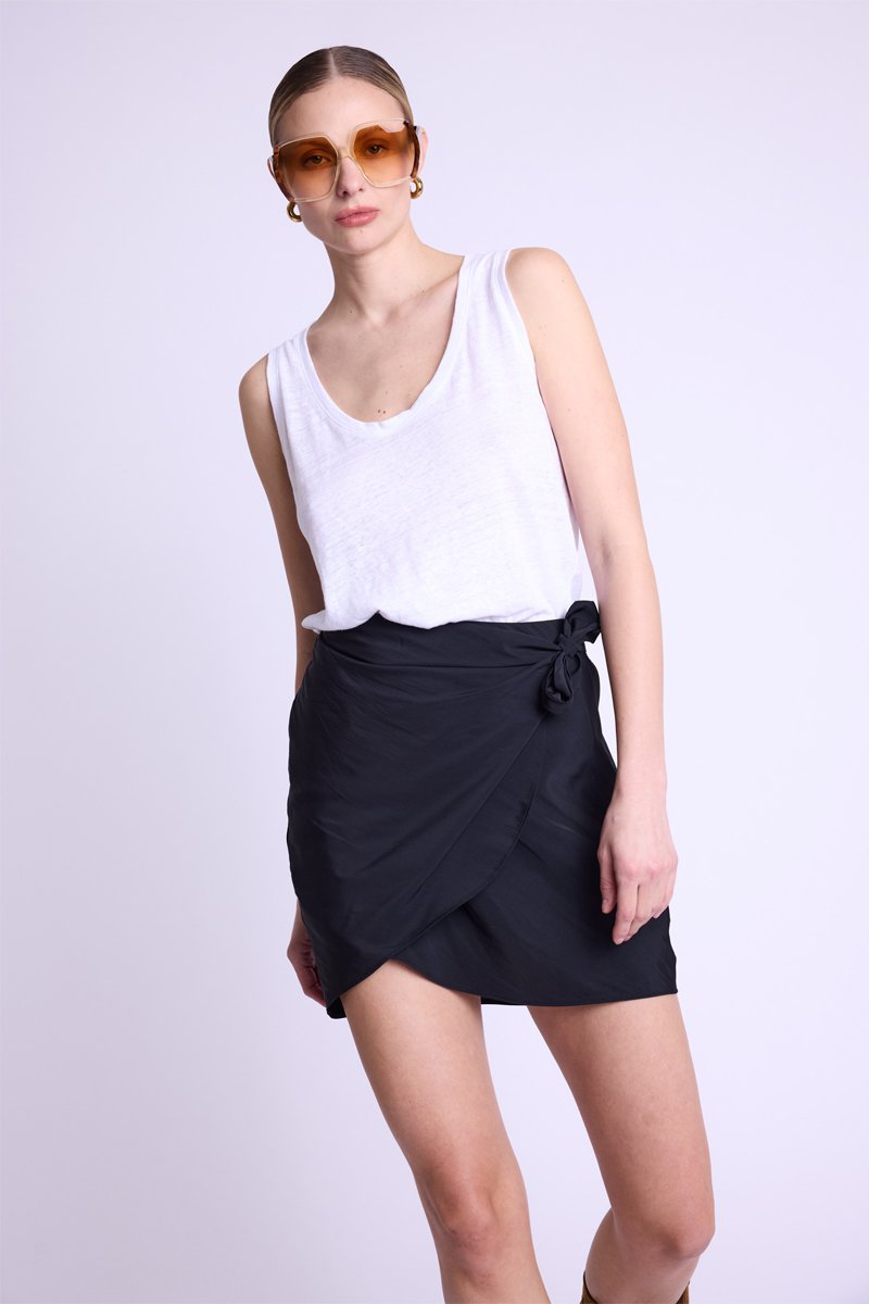 Berenice - Flowy Skirt with Knot - Black