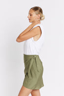 Jupe Fluide Avec Nœud - Khaki