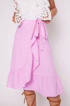 Berenice - Midi Skirt with Belt Knot - Pinkbonbon