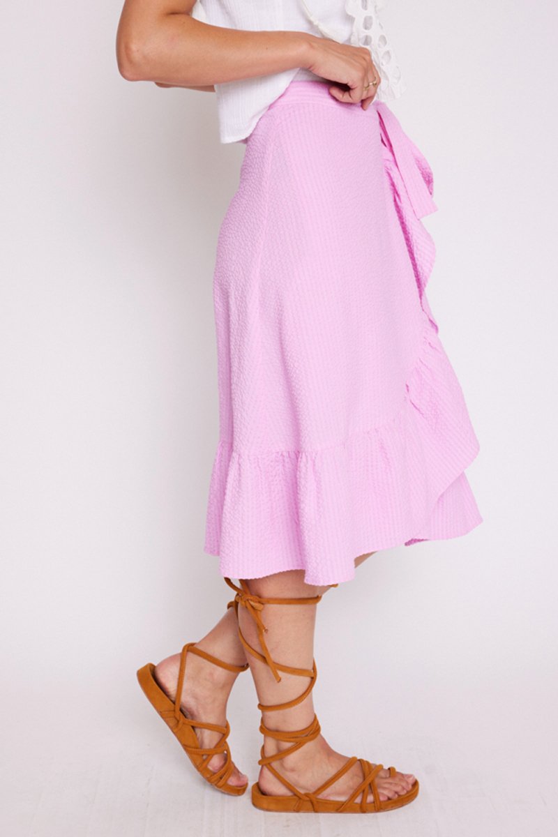 Berenice - Midi Skirt with Belt Knot - Pinkbonbon