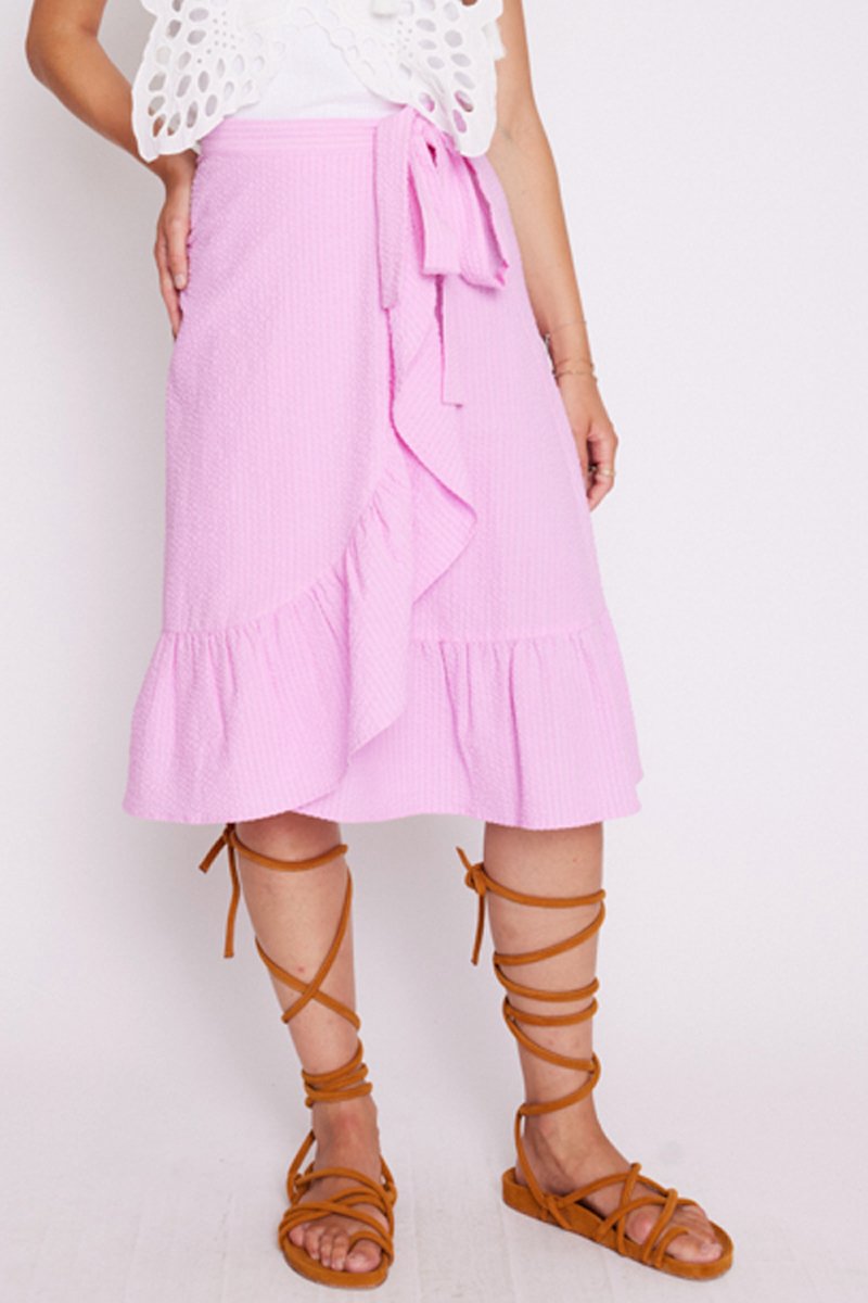 Berenice - Midi Skirt with Belt Knot - Pinkbonbon