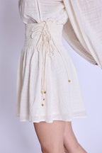 Berenice - Falda Corta Fruncida - Offwhite