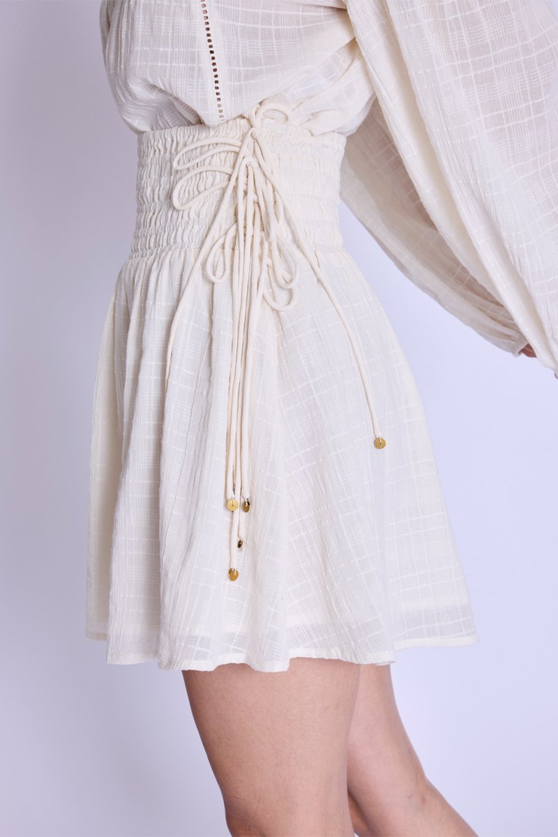 Berenice - Falda Corta Fruncida - Offwhite