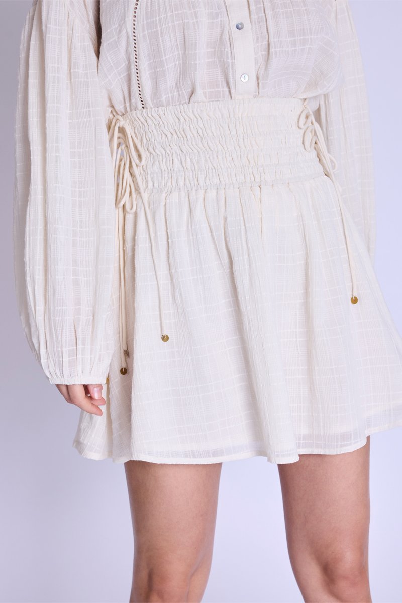 Berenice - Falda Corta Fruncida - Offwhite