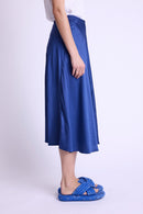 Long Elastic Waist Skirt - Blue
