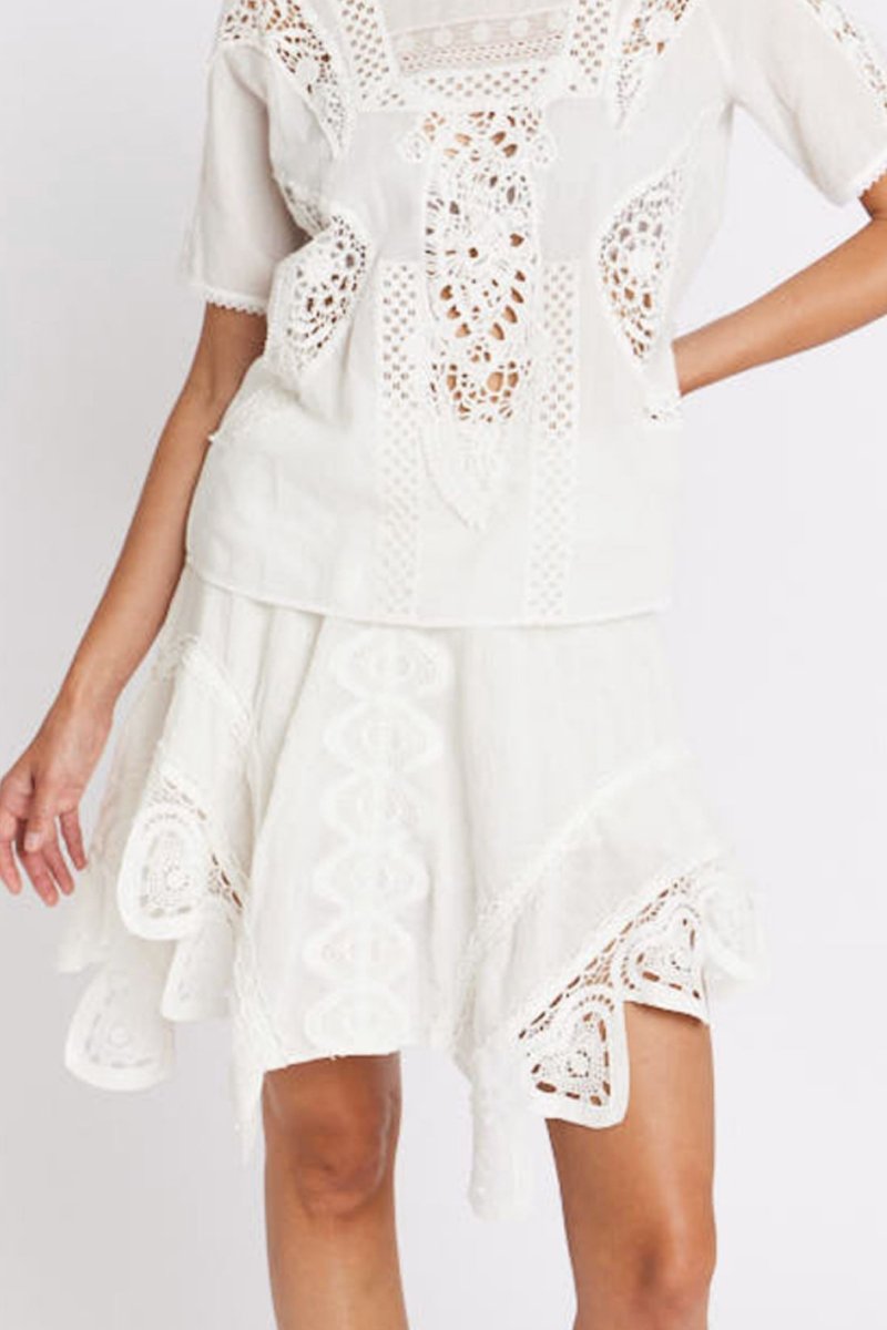 Jupe Avec Bas Macrame Cœur - Offwhite