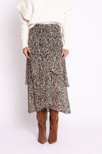 Berenice - Long Skirt - Fauve Print