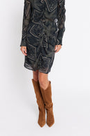 Jupe Courte Imprimé Fronce - Print Tamaya