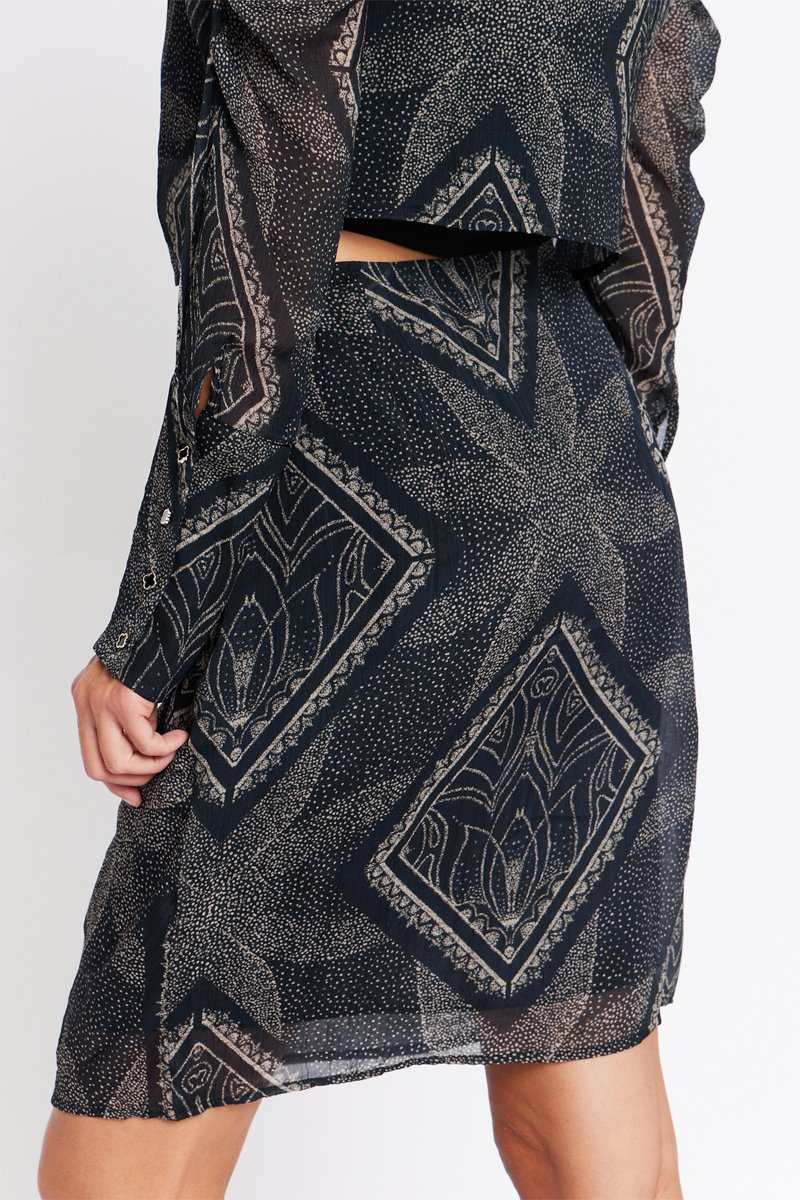 Berenice - Short Gathered Print Skirt - Print Tamaya